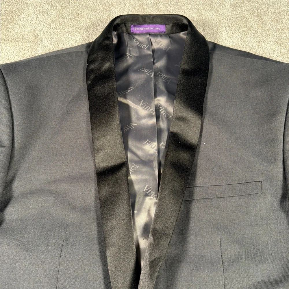 Vinci Mens Blazer‎ Zegna Tuxedo Jacket 38L Heathered Gray Formal Wedding NEW
